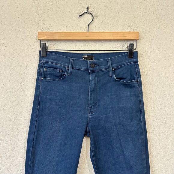 MOTHER Looker Ankle Fray Jeans Blue Untouched Skinny High Waisted - Picture 4 of 15